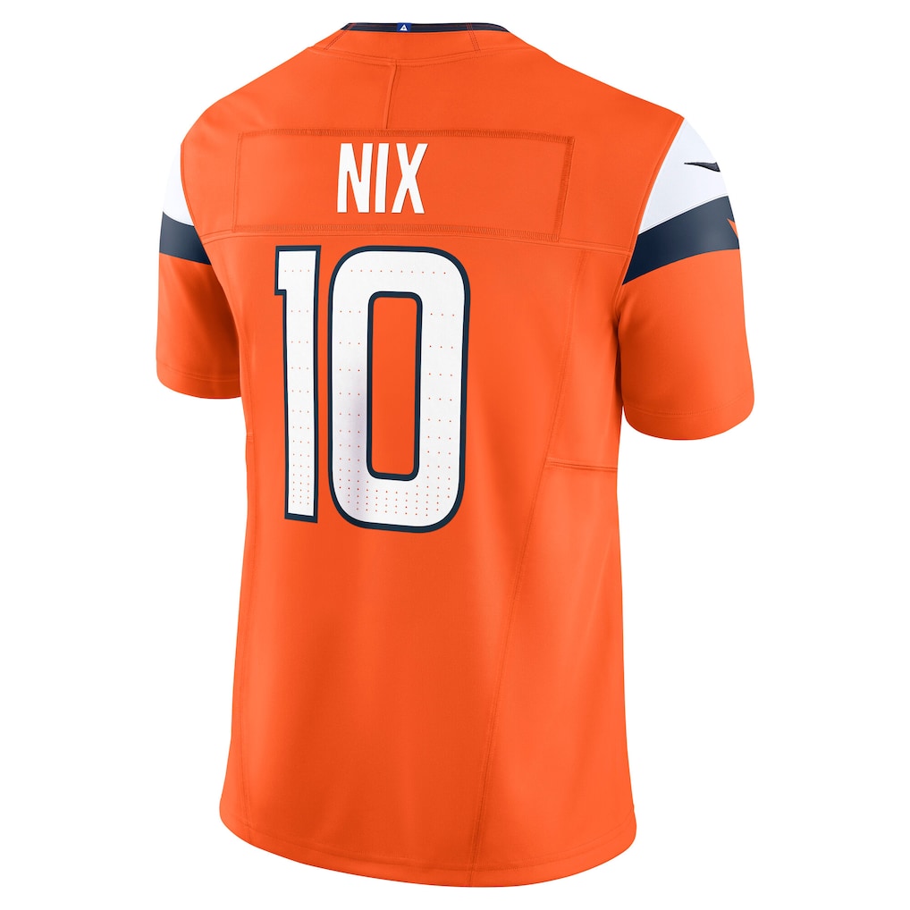 D.Broncos #10 Bo Nix Orange Vapor F.U.S.E. Limited Jersey football jersey product view 1