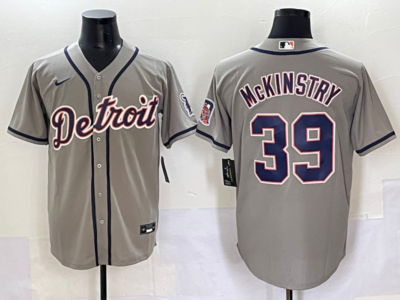 Men's Detroit Tigers Zach McKinstry #39 Gray Replica Player Jersey baseball jersey product view 1