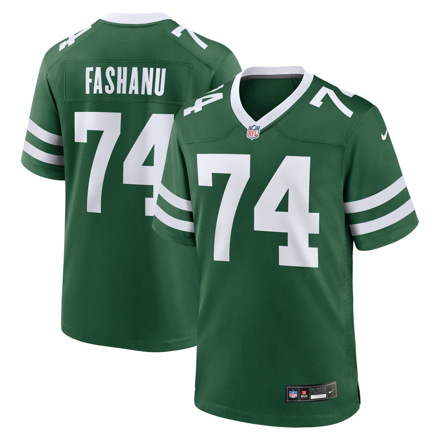 Olu Fashanu New York Jets 2024 NFL Draft First Round Pick Game Jersey - Gotham Green football jersey product view 1