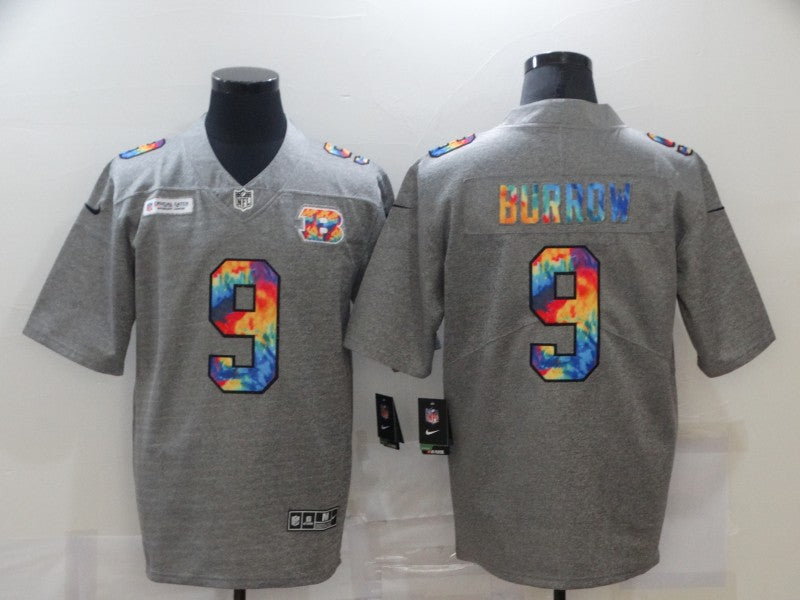 Men's Cincinnati Bengals Joe Burrow #9 Gray Game Jersey1 football jersey product view 1