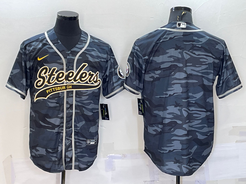 Men's Pittsburgh Steelers Gray Camouflage Blank Jersey football jersey product view 1