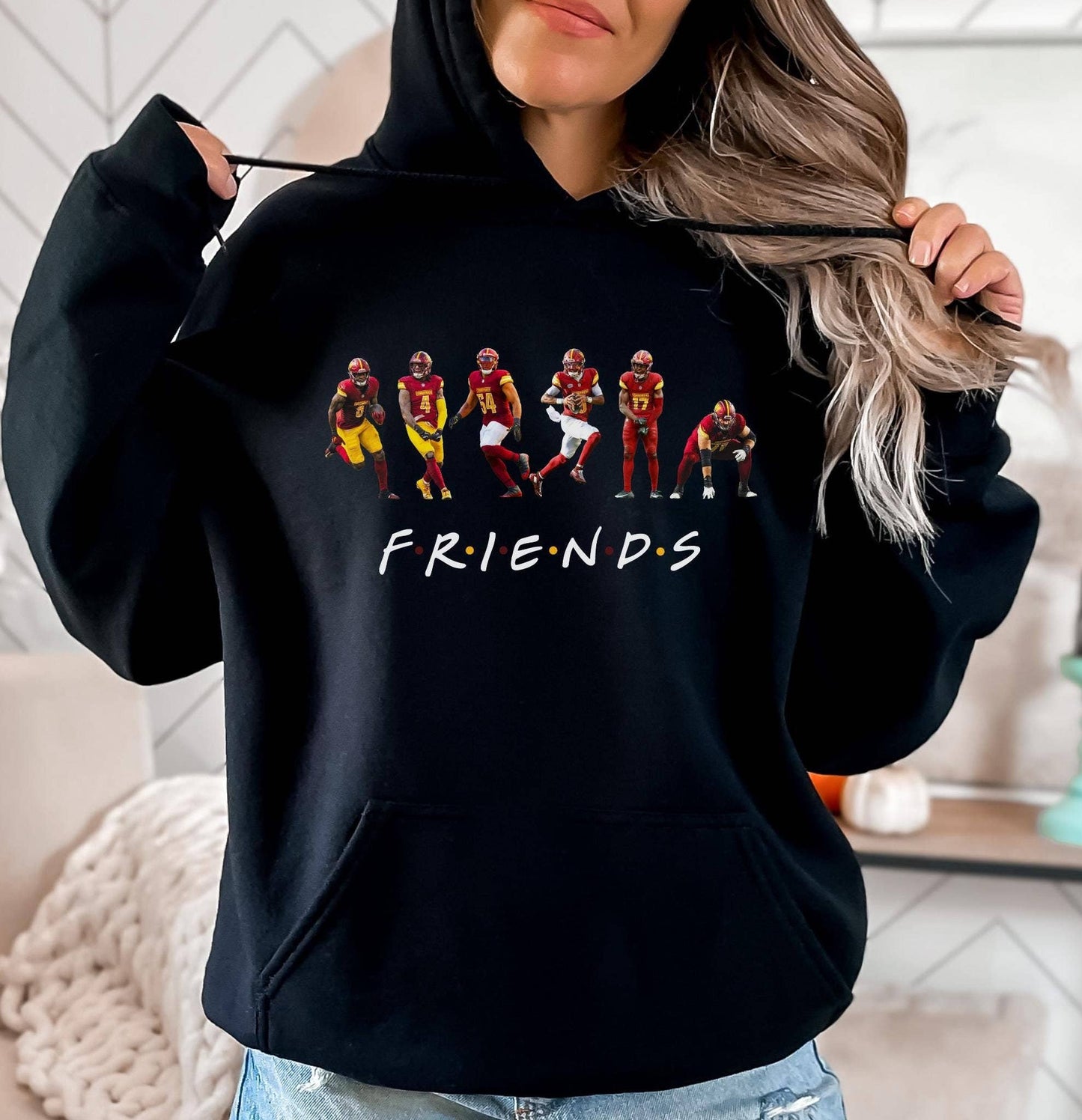 Washington Commanders Jayden Daniels Friends Hoodie-Tee Unisex T-shirt, Sweatshirt, Hoodie, Long Sleeve Tee - T-Shirt, Sweatshirt, Hoodie