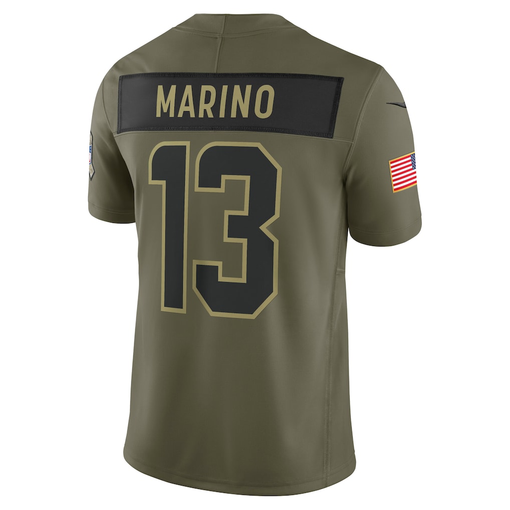 M.Dolphins #13 Dan Marino Olive 2025 Salute to Service Retired Limited Jersey football jersey product view 1