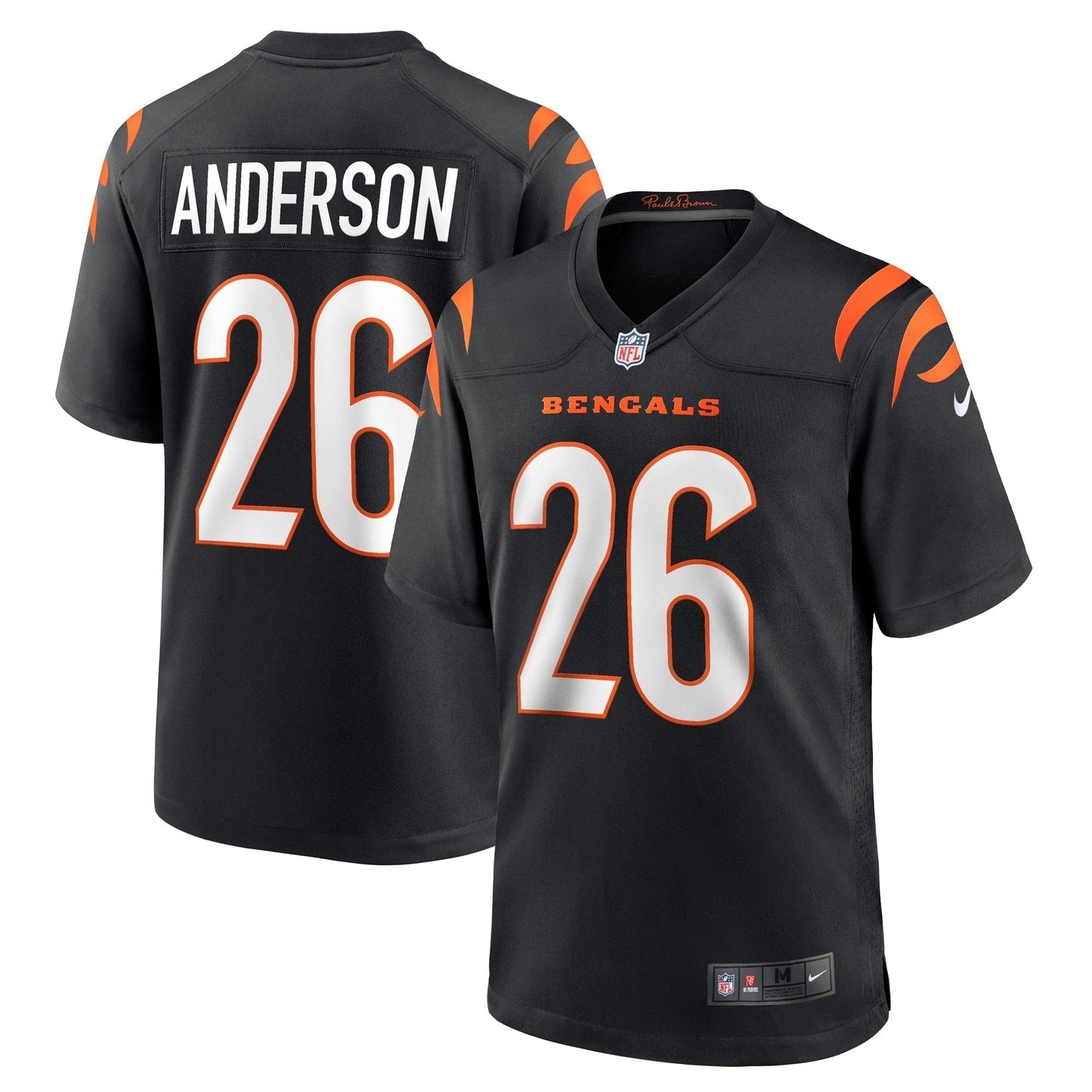 Tycen Anderson Cincinnati Bengals Game Jersey - Black football jersey product view 1