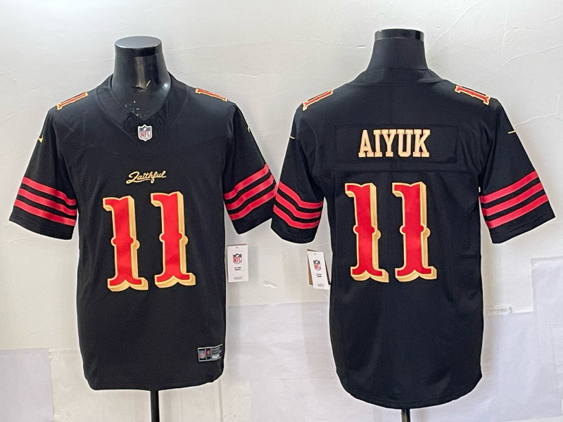 Men's San Francisco 49ers Brandon Aiyuk #11 Black 2025 Rivalries Collection Game Jersey football jersey product view 1