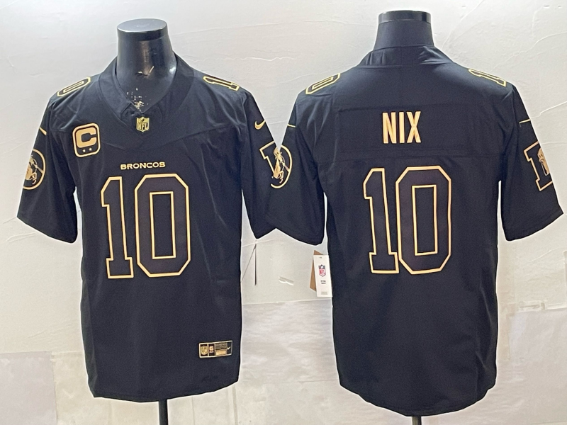 Men's Denver Broncos Bo Nix Black Team Game Jersey football jersey product view 1