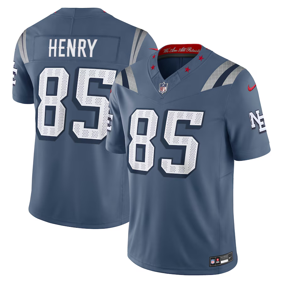 Men's New England Patriots Hunter Henry Storm Blue 2025 Rivalries Collection Limited Jersey football jersey product view 1