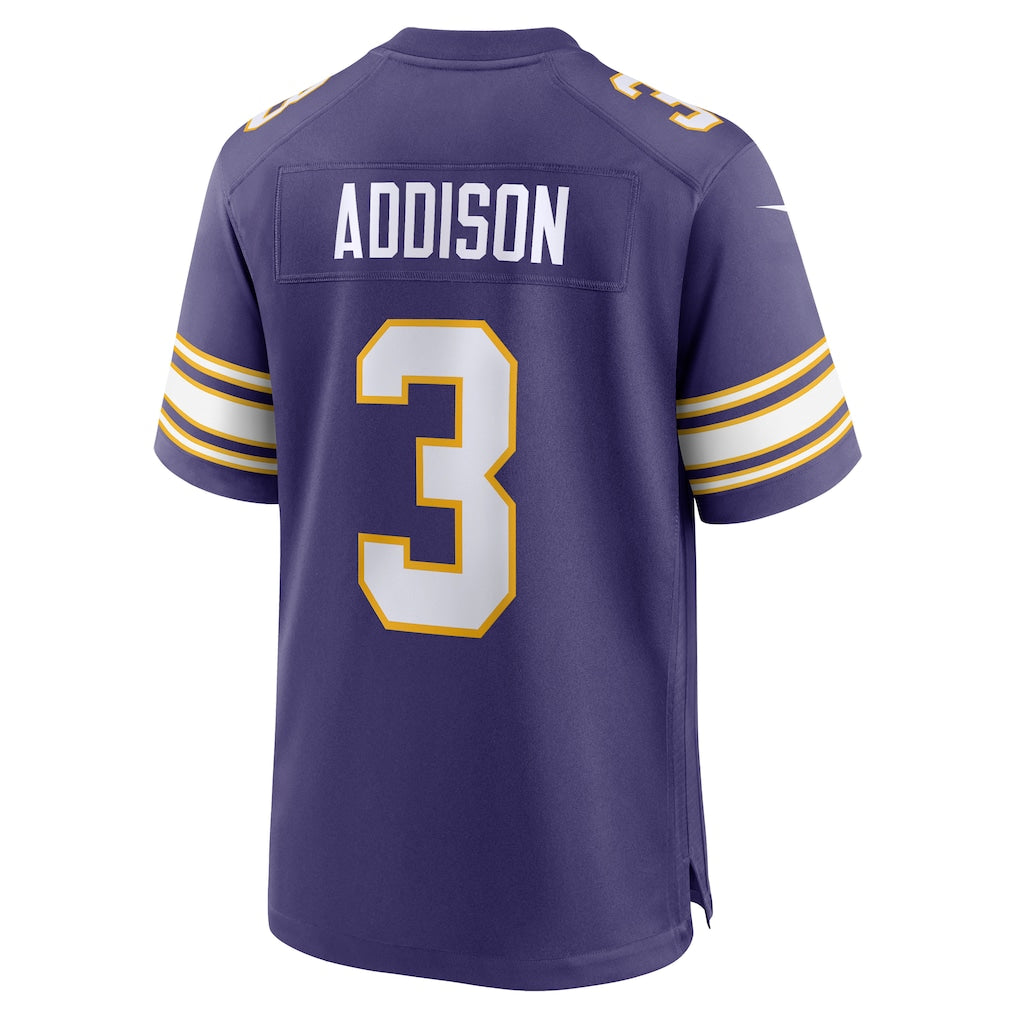 M.Vikings #3 Jordan Addison Purple Alternate Game Jersey basketball jersey product view 1