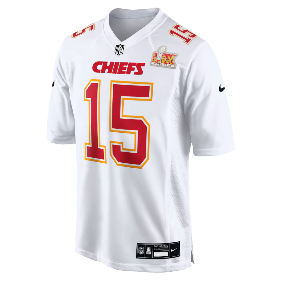 Men's Kansas City Chiefs Patrick Mahomes Carbon White Super Bowl LIX Fashion Game Jersey football jersey product view 2