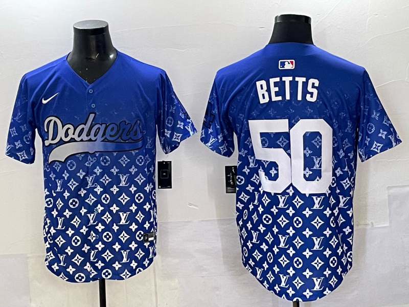 Men's Los Angeles Dodgers Mookie Betts #50 Royal Alternate Player Jersey baseball jersey product view 1