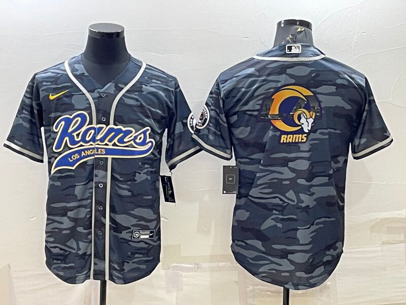 Men's Los Angeles Rams Grey Camouflage Game Jersey football jersey product view 1