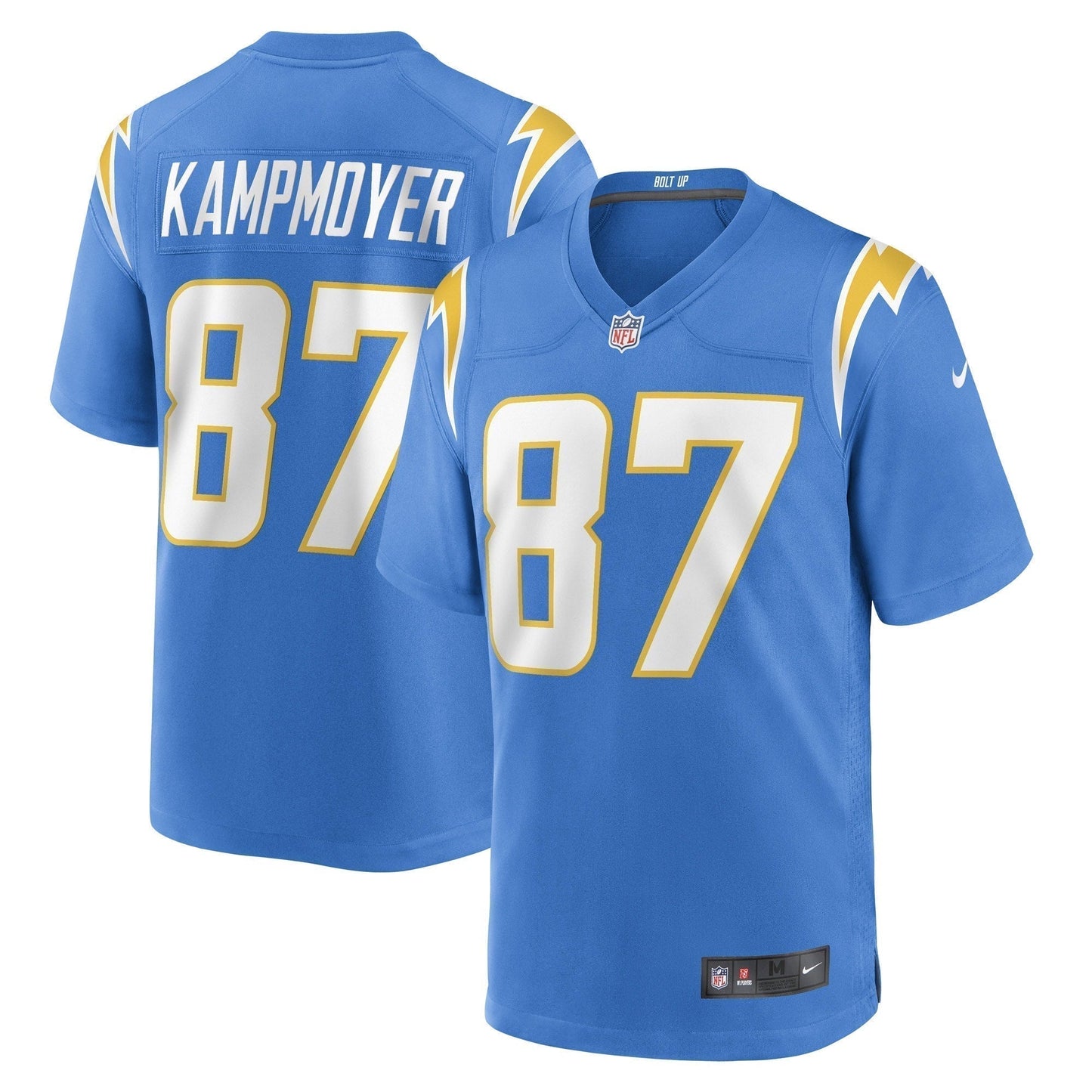 Hunter Kampmoyer Los Angeles Chargers Game Jersey - Powder Blue football jersey product view 1