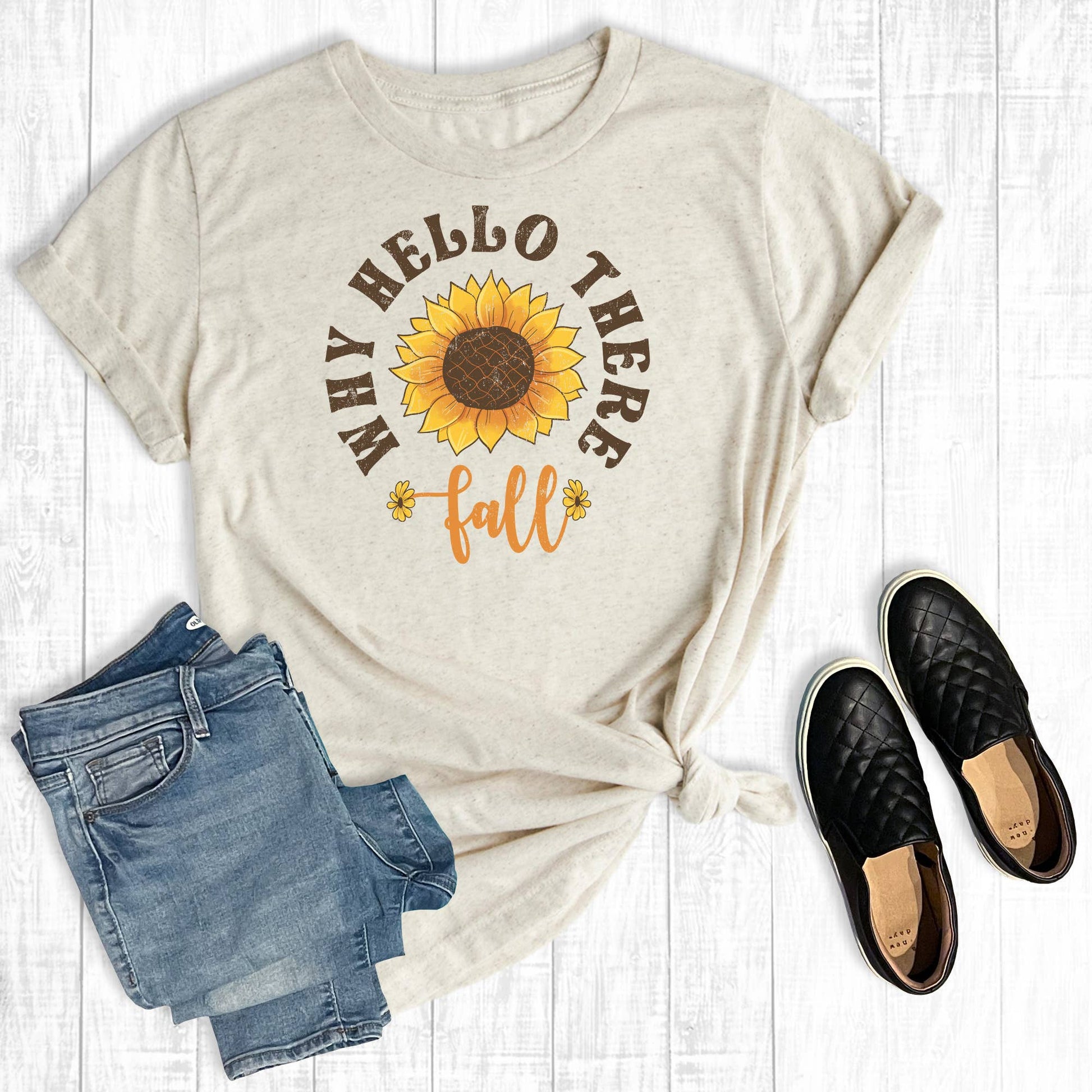 Why Hello There Fall Sunflower Unisex T-shirt, Sweatshirt, Hoodie, Long Sleeve Tee - T-Shirt, Sweatshirt, Hoodie