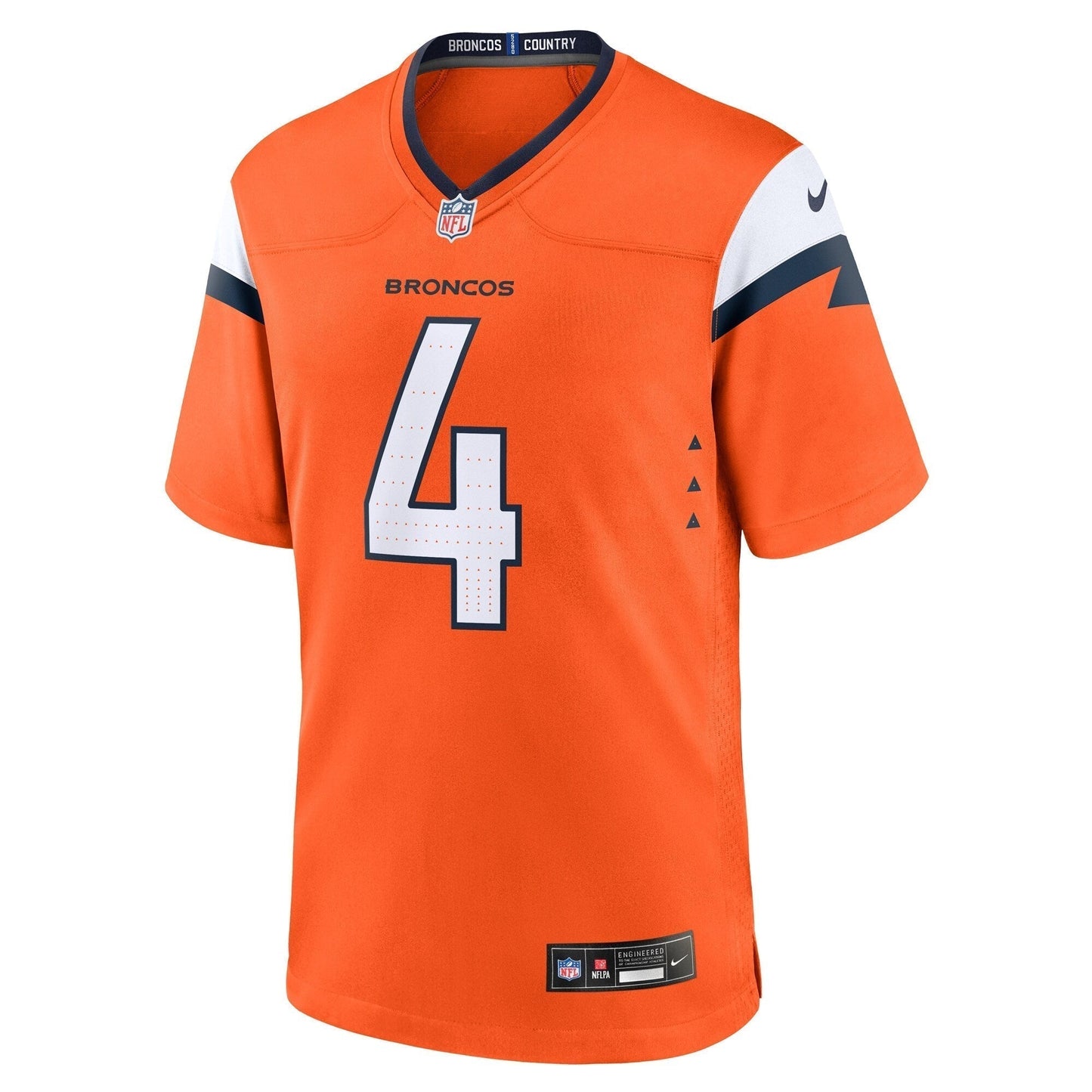 Zach Wilson Denver Broncos Team Game Jersey - Orange football jersey product view 2