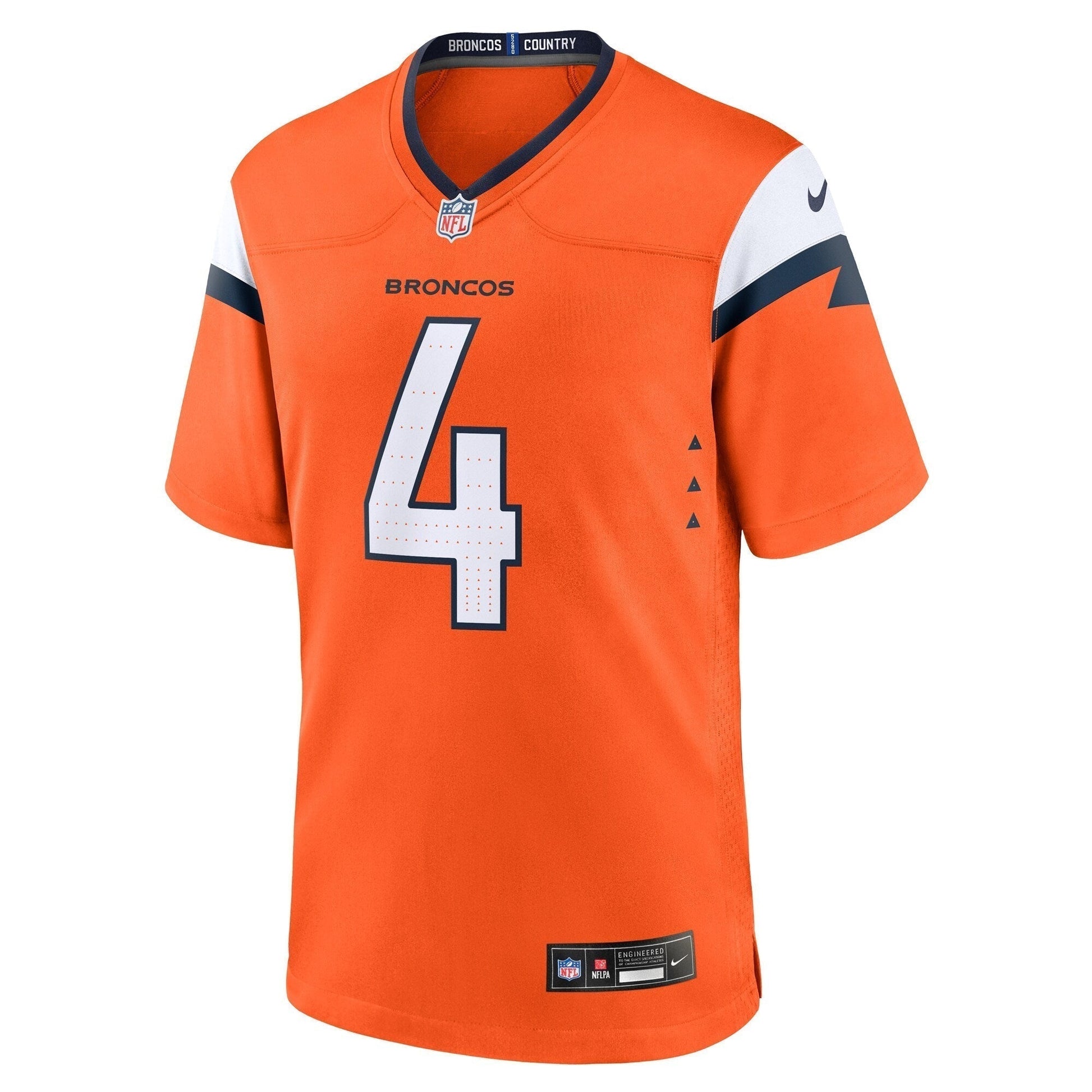 Zach Wilson Denver Broncos Team Game Jersey - Orange football jersey product view 2