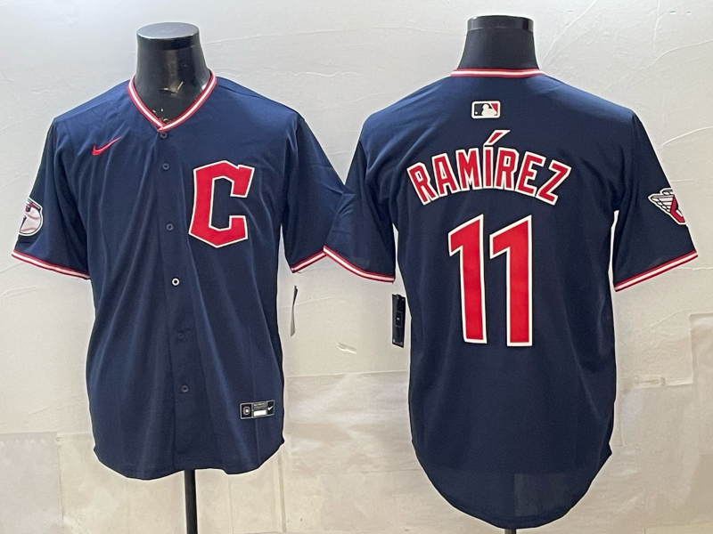 Men's Cleveland Guardians Jose Ramirez #11 Navy Alternate Limited Player Jersey baseball jersey product view 1