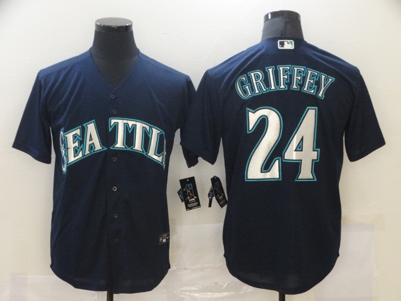 Men's Seattle Mariners Ken Griffey Jr. #24 Navy Replica Player Jersey1 baseball jersey product view 1