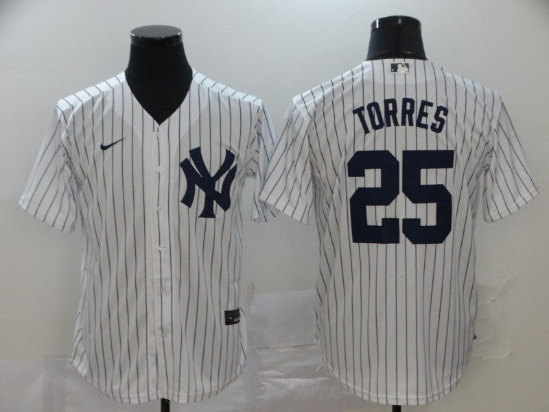 Men's New York Yankees Gleyber Torres #25 White Replica Baseball Jersey baseball jersey product view 1