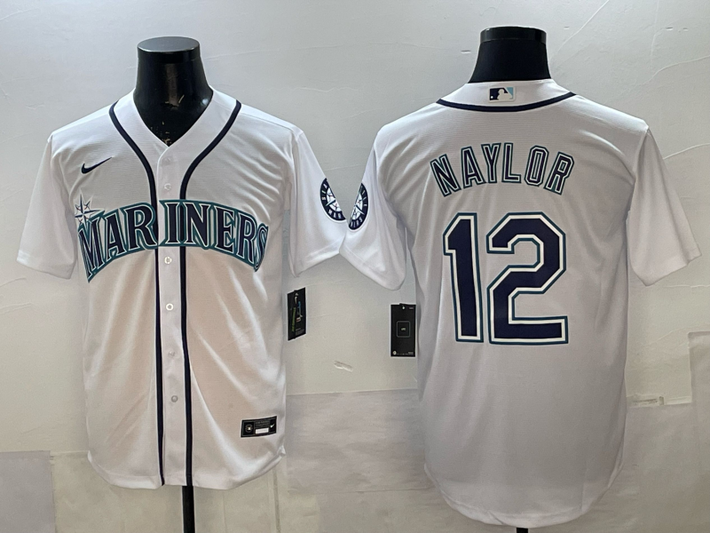 Men's Seattle Mariners Josh Naylor #12 White Home Replica Jersey baseball jersey product view 1