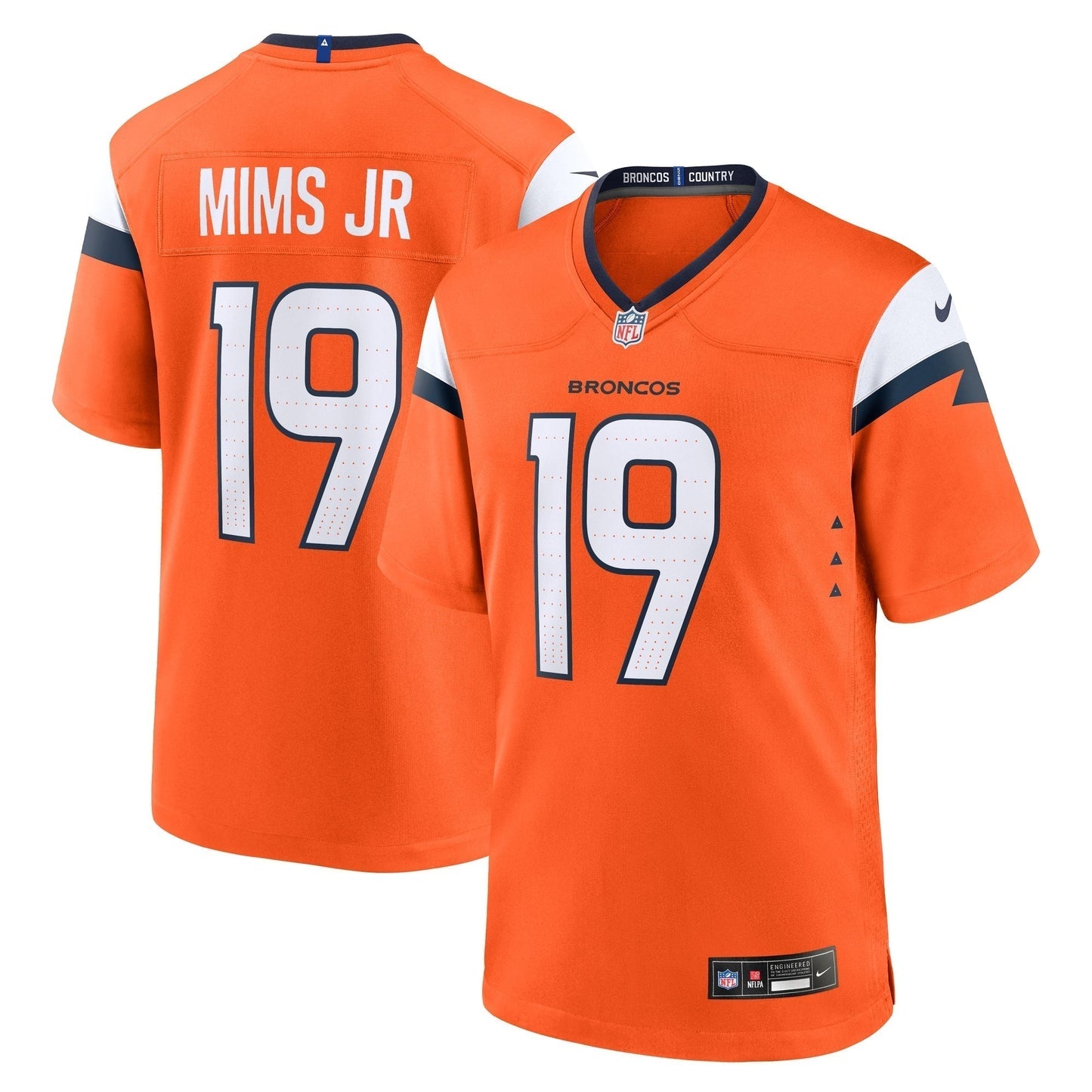 Marvin Mims Jr Denver Broncos Team Game Jersey - Orange football jersey product view 1