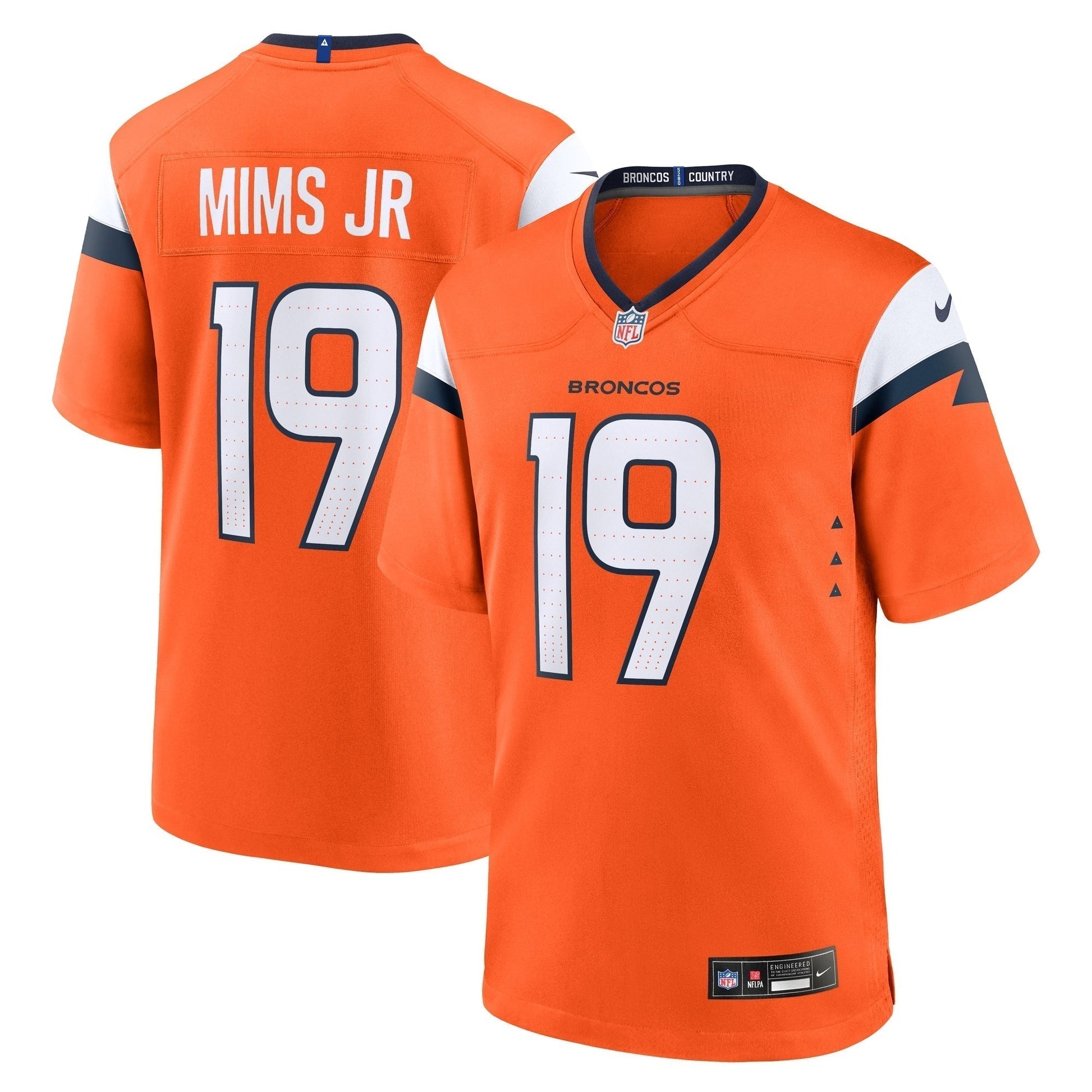 Marvin Mims Jr Denver Broncos Team Game Jersey - Orange football jersey product view 1