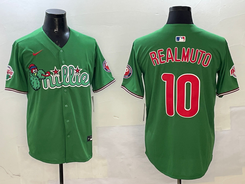 Men's Philadelphia Phillies JT Realmuto Green Replica Team Jersey baseball jersey product view 1