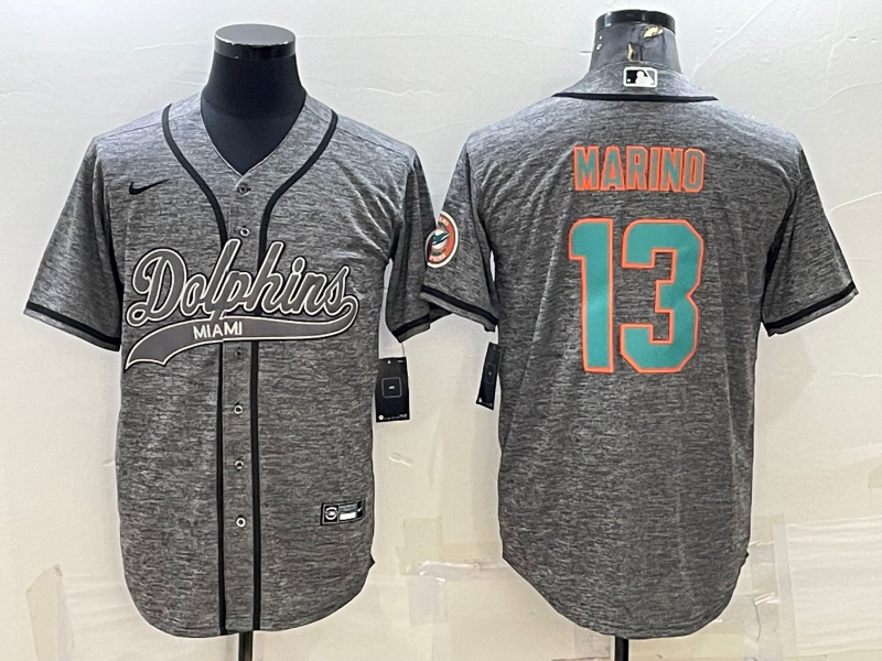 Men's Miami Dolphins Dan Marino Gray Game Jersey Joint Edition football jersey product view 1