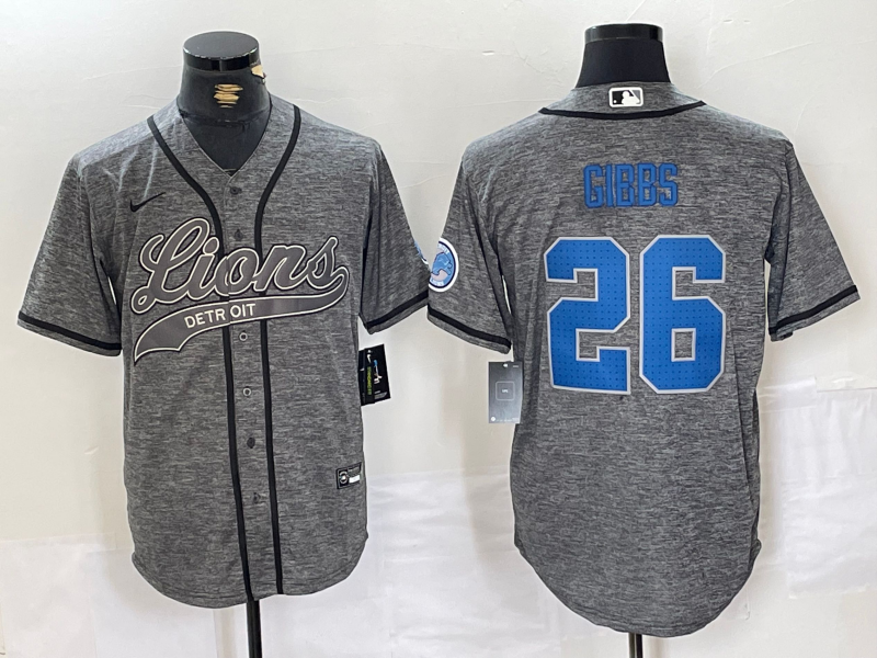 Men's Detroit Lions Jahmyr Gibbs Gray Player Jersey football jersey product view 1