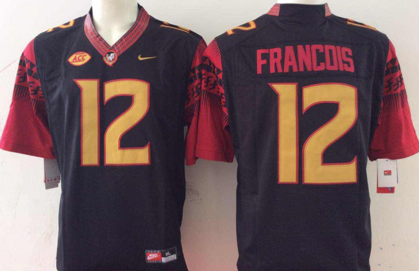 Men's Florida State Seminoles Deondre Francois #12 Black Player Game Jersey sports jersey product view 1