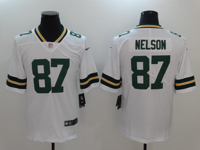 Men's Green Bay Packers Jordy Nelson #87 White Game Player Jersey1 football jersey product view 1