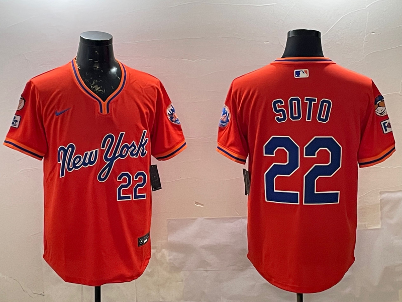 Men's New York Mets Juan Soto Orange Replica Player Jersey baseball jersey product view 1