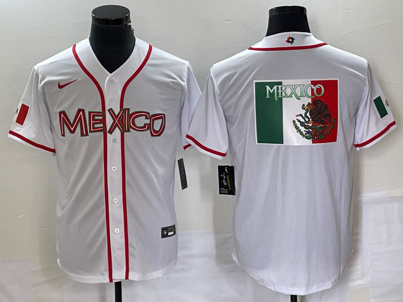 Men's 2023 World Baseball Classic Mexico White Jersey baseball jersey product view 1