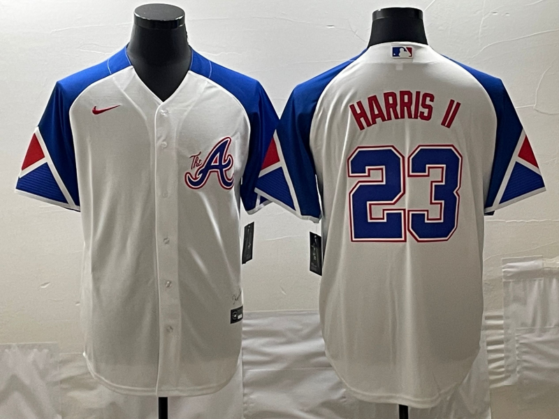 Men's Atlanta Braves Michael Harris II White 2023 City Connect Replica Player Jersey1 baseball jersey product view 1