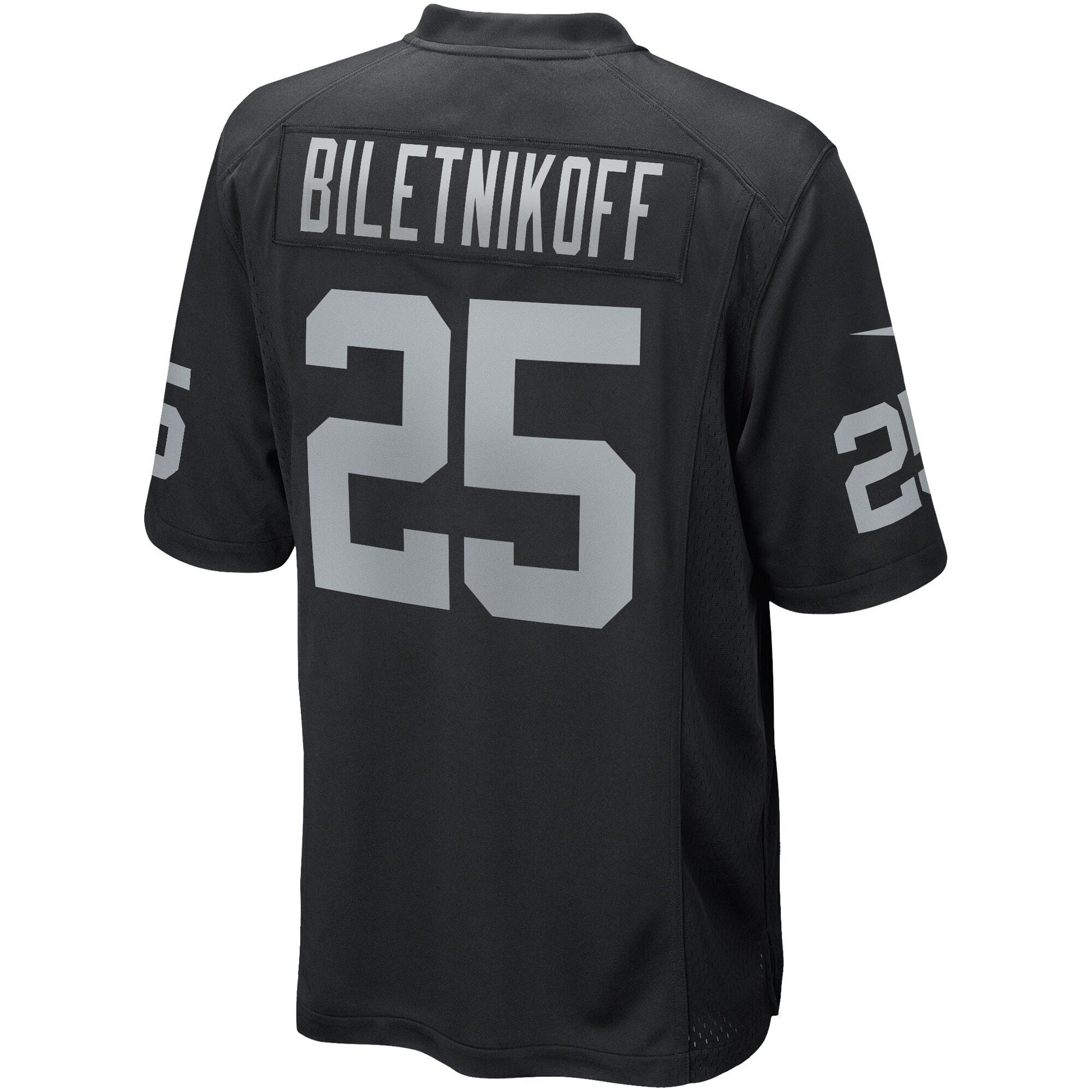 Fred Biletnikoff Las Vegas Raiders Game Retired Jersey - Black football jersey product view 3