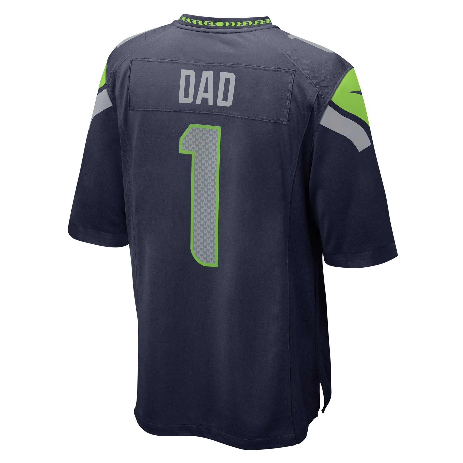 Number 1 Dad Seattle Seahawks Game Jersey - College Navy football jersey product view 3