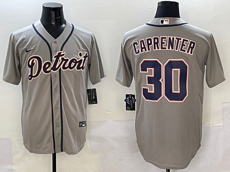 Men's Detroit Tigers Kerry Carpenter Gray Replica Player Jersey baseball jersey product view 1