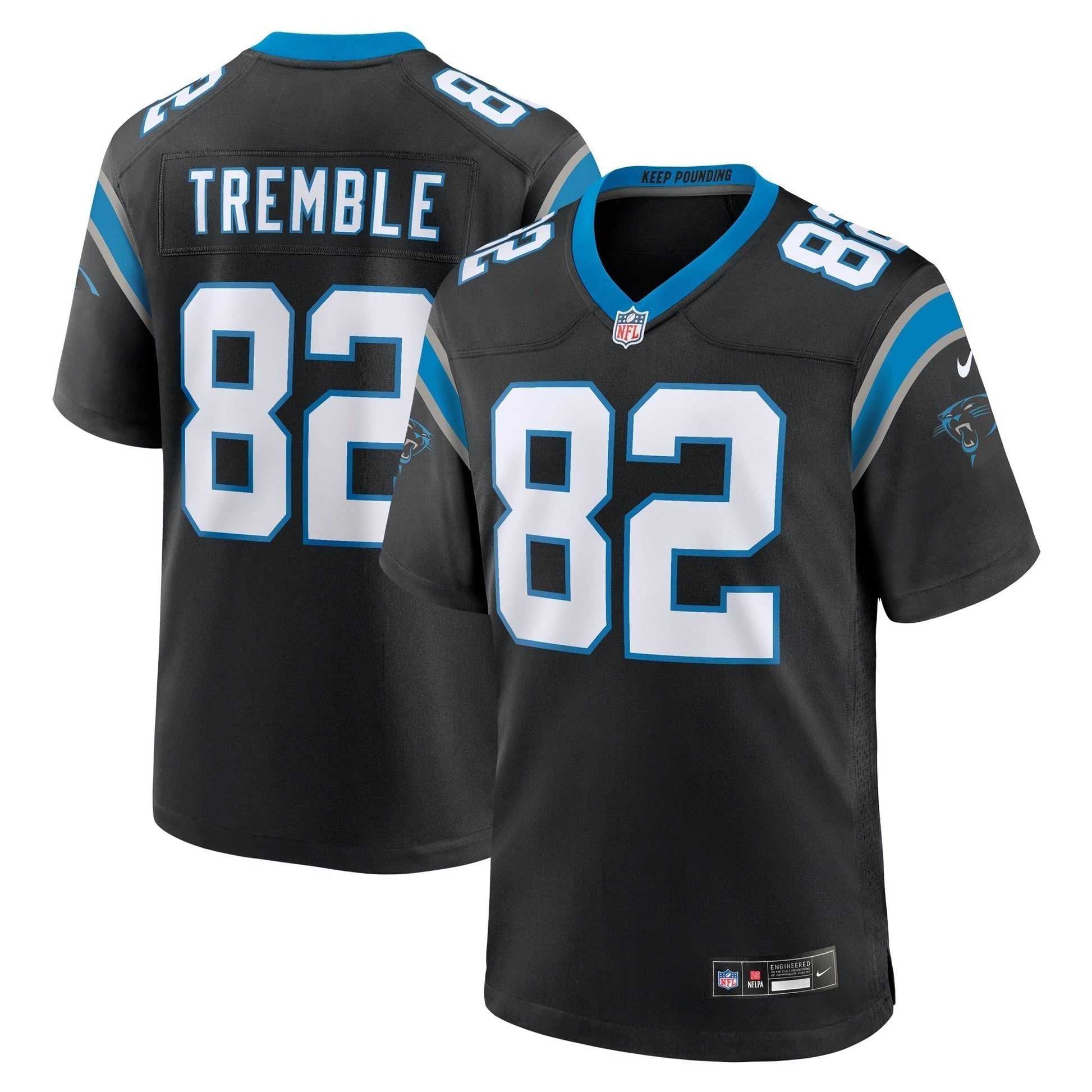 Tommy Tremble Carolina Panthers Team Game Jersey - Black football jersey product view 1