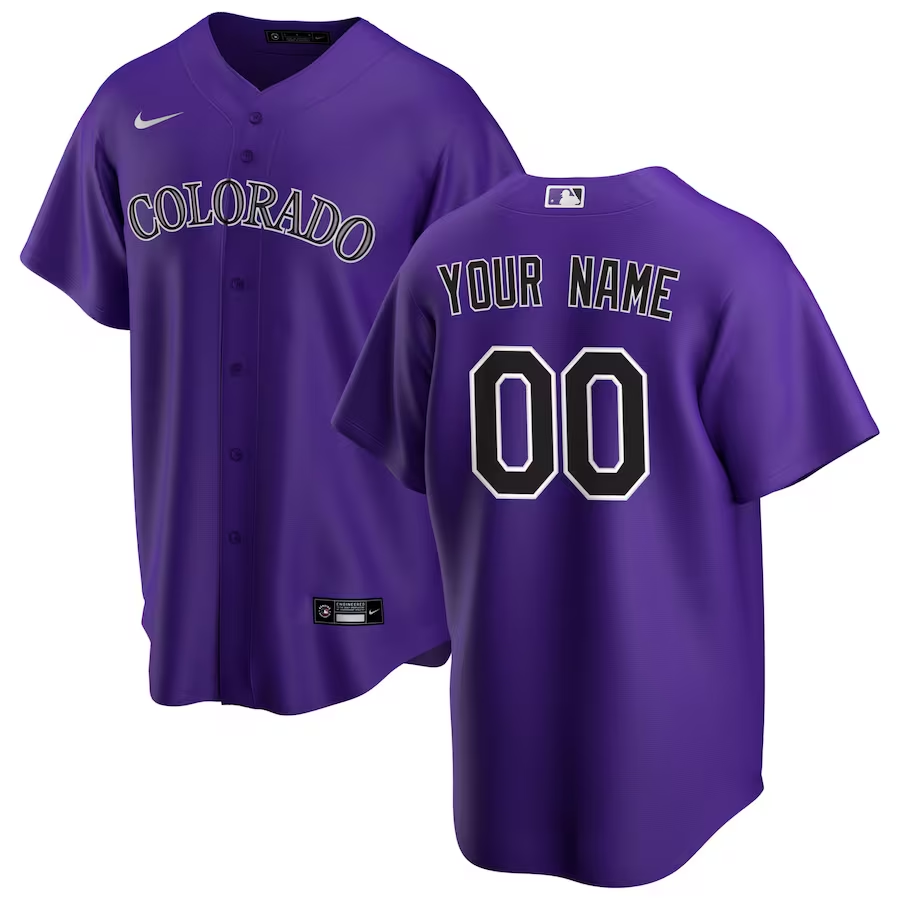 Men's Colorado Rockies Purple Alternate Replica Custom Jersey baseball jersey product view 1