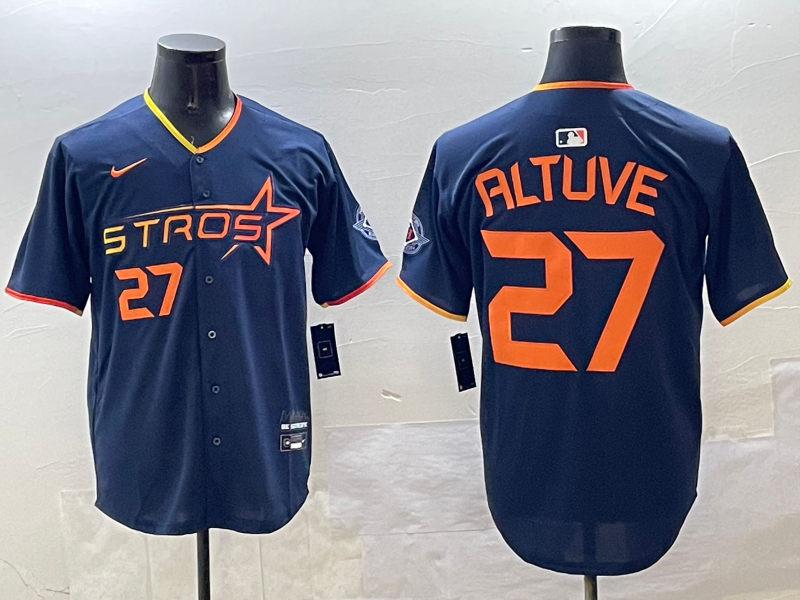 Men's Houston Astros Jose Altuve #27 Navy 2025 City Connect Limited Player Jersey1 baseball jersey product view 1