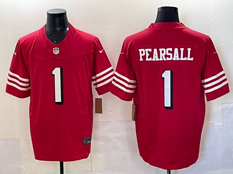 Men's San Francisco 49ers Brock Pearsall #1 Scarlet Alternate Game Player Jersey football jersey product view 1