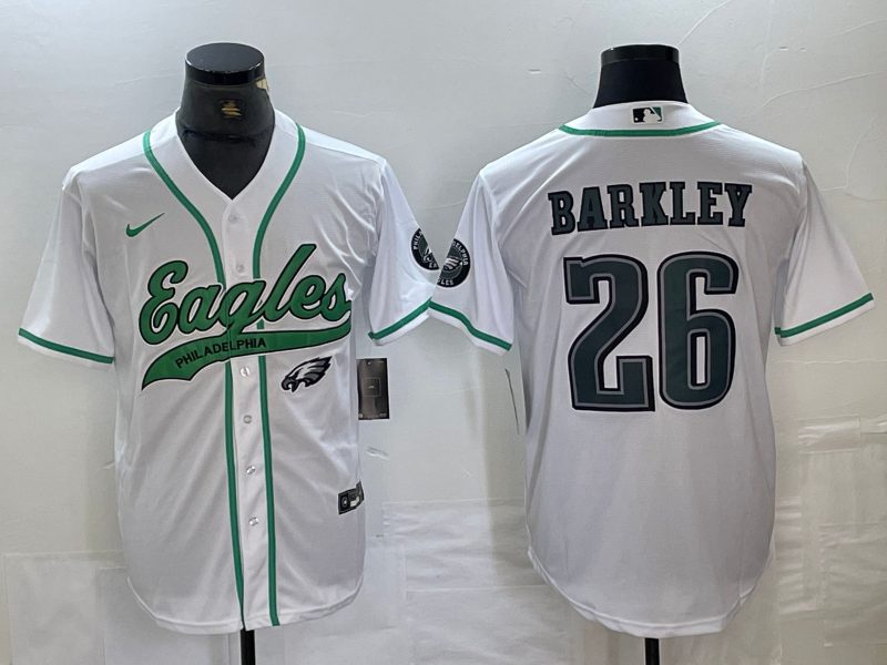 Men's Philadelphia Eagles Saquon Barkley White Player Jersey Joint Edition football jersey product view 1