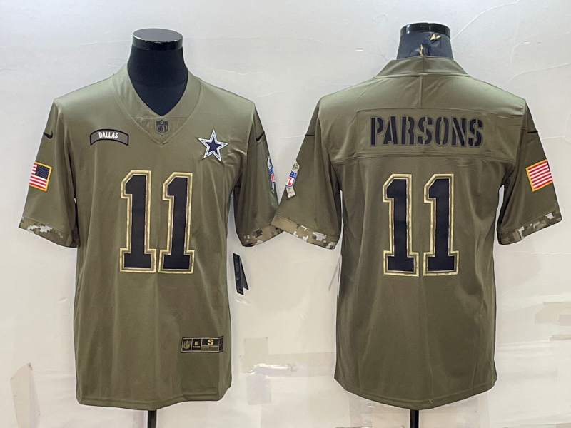 Men's Dallas Cowboys Micah Parsons Olive 2022 Salute To Service Limited Jersey football jersey product view 1
