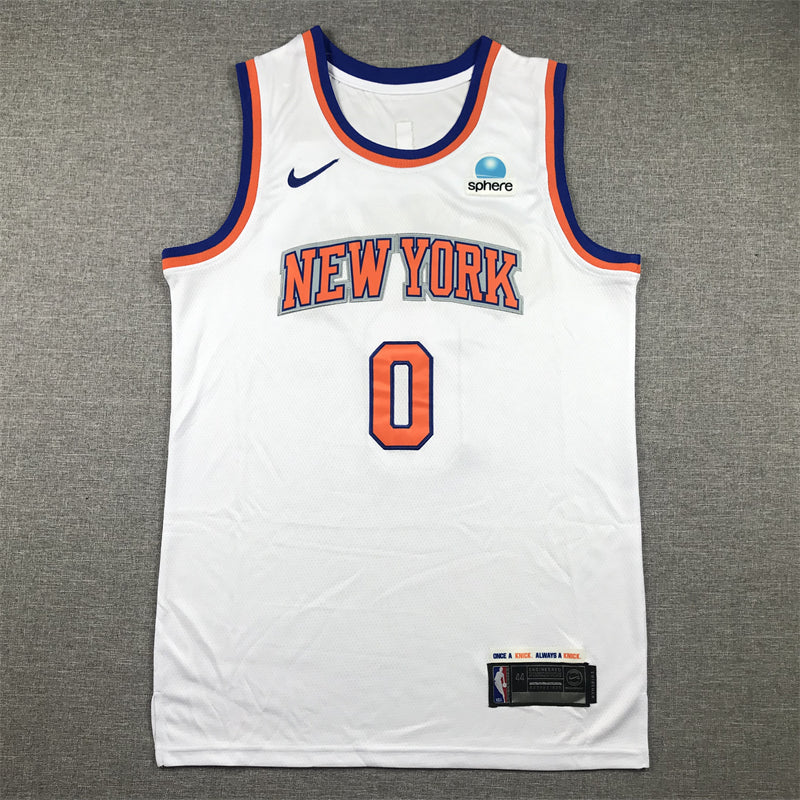 Knicks #0 white jersey basketball jersey product view 1