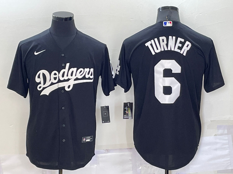 Men's Los Angeles Dodgers Trea Turner #6 Black Replica Baseball Jersey1 baseball jersey product view 1
