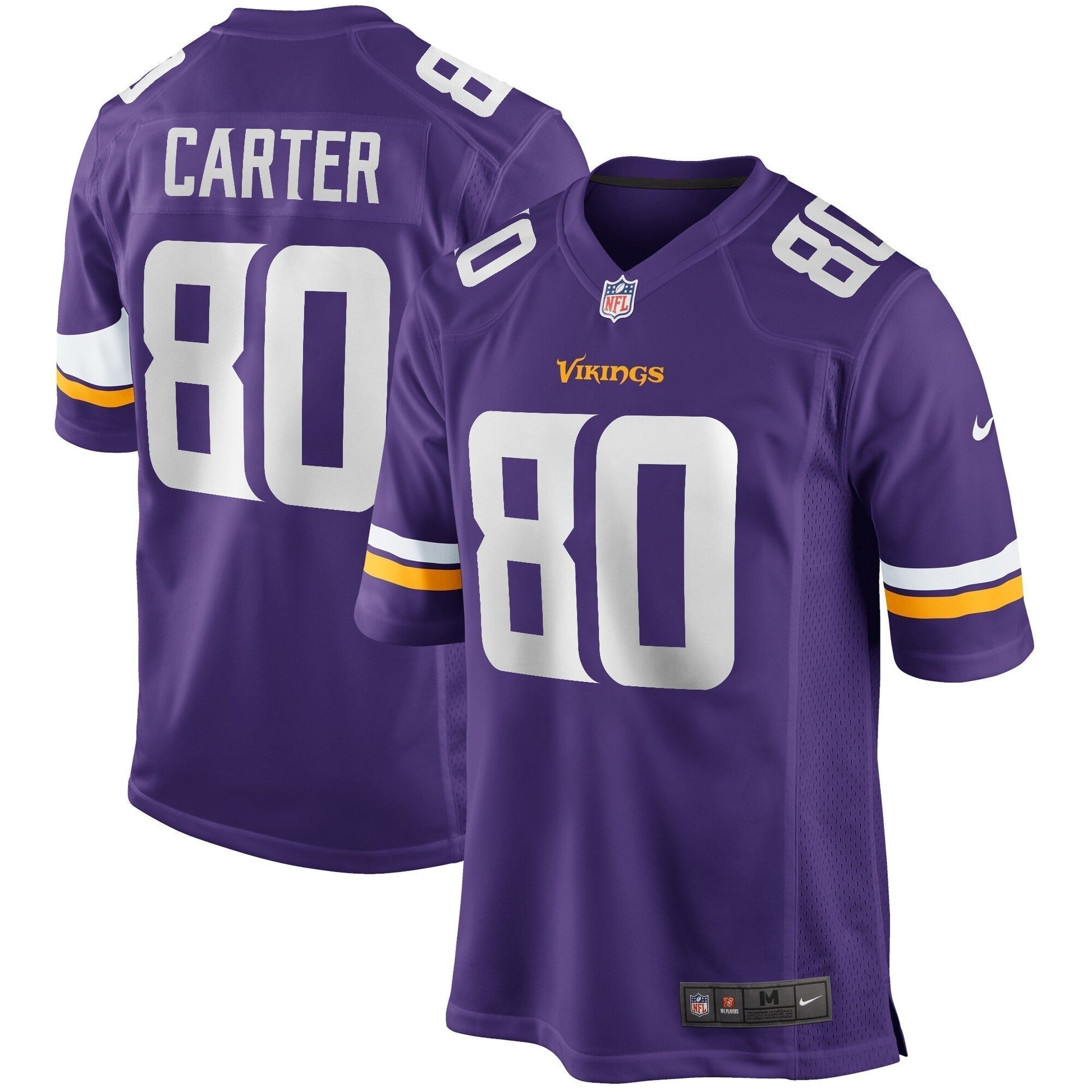 Cris Carter Minnesota Vikings Game Retired Jersey - Purple football jersey product view 1