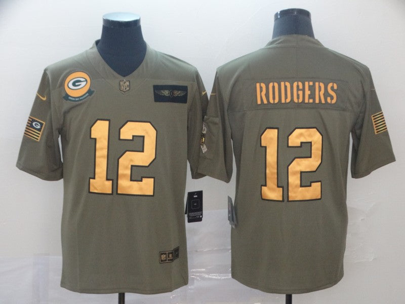 Men's Green Bay Packers Aaron Rodgers #12 Brown Alternate Game Jersey1 football jersey product view 1