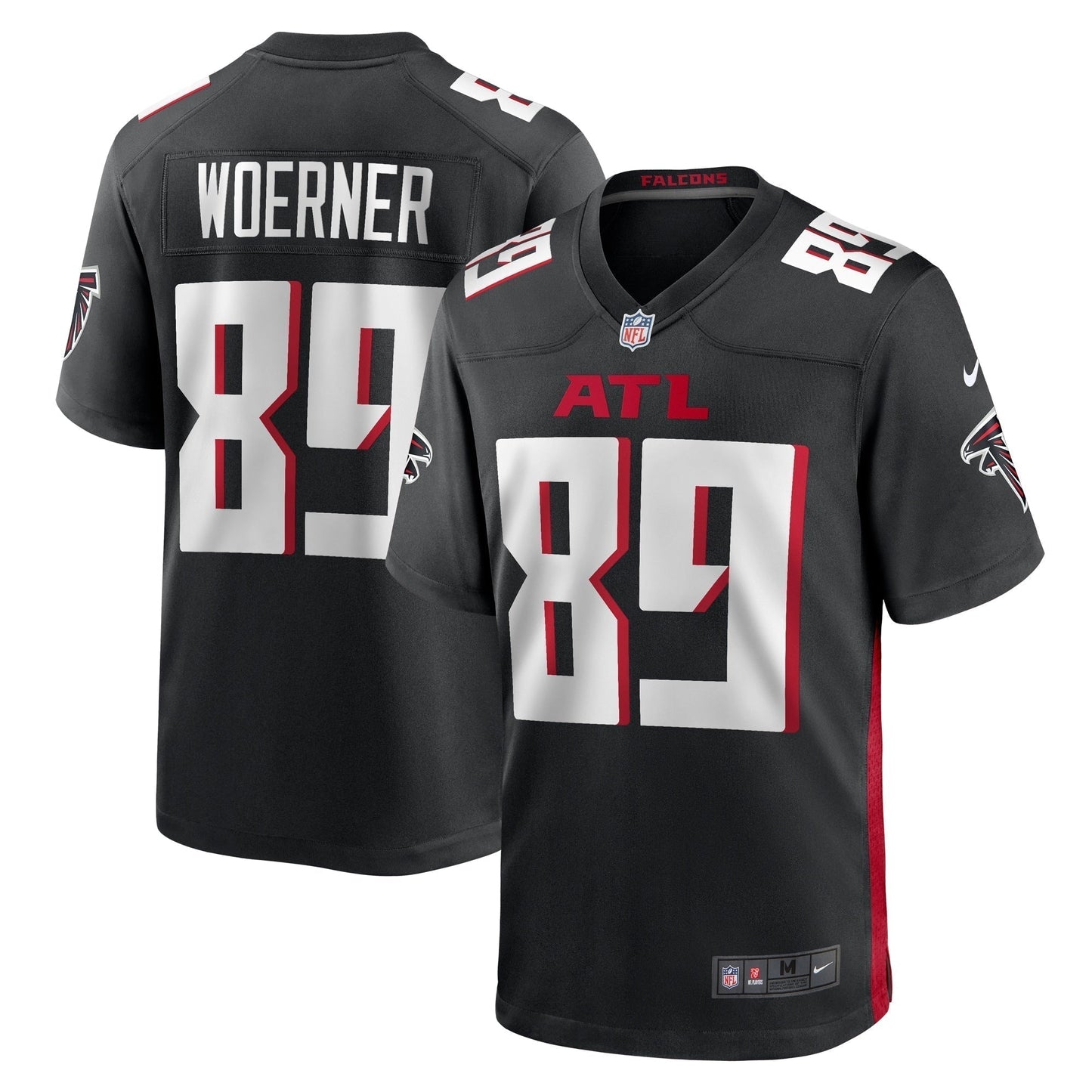 Charlie Woerner Atlanta Falcons Game Jersey - Black football jersey product view 1