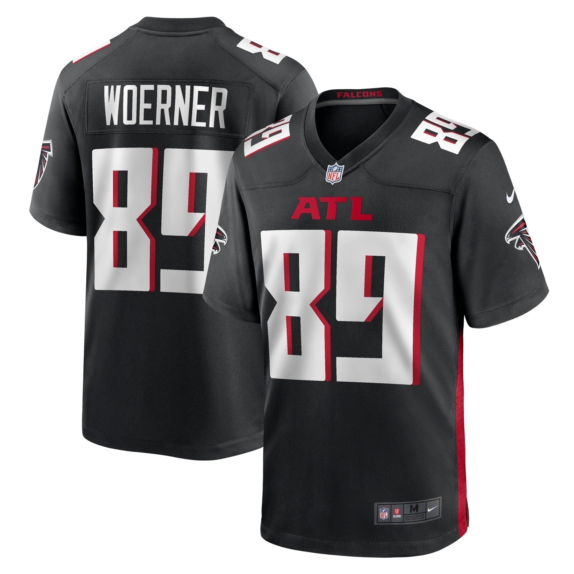 Charlie Woerner Atlanta Falcons Game Jersey - Black football jersey product view 1