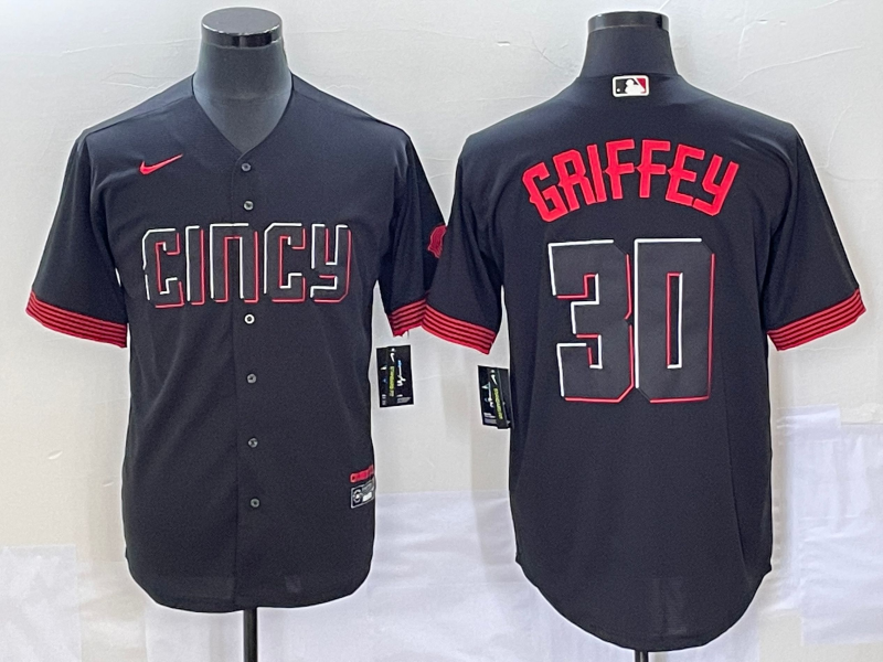 Men's Cincinnati Reds Ken Griffey Jr. #30 Black 2023 City Connect Replica Player Jersey1 baseball jersey product view 1