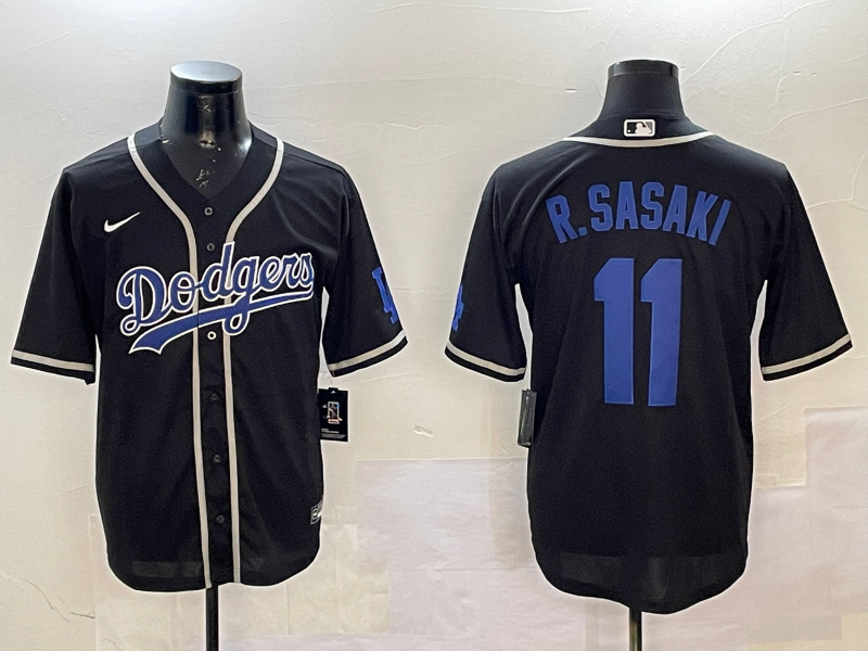 Men's Los Angeles Dodgers Roki Sasaki #11 Black Game Jersey baseball jersey product view 1